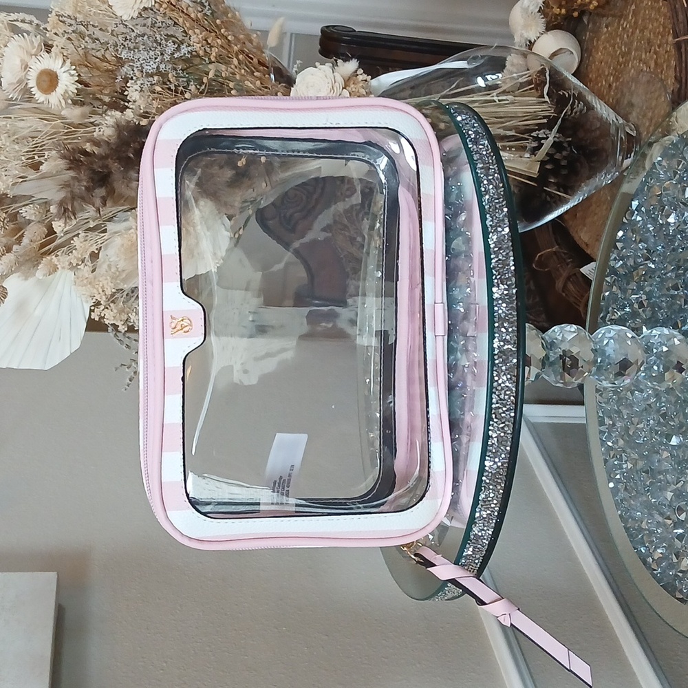 Victoria's Secret Heritage Stripes Pink Cosmetics Travel Bag - Picture 14 of 17